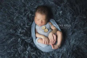 Baby Blue Mohair Button Overalls Pants