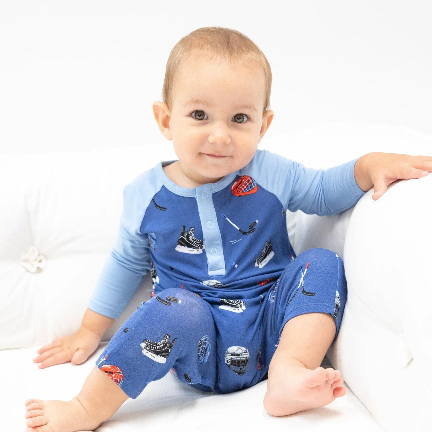 Baby Boy Rompers and Jumpsuits | Hockey Raglan Jumpsuit | Angel Dear