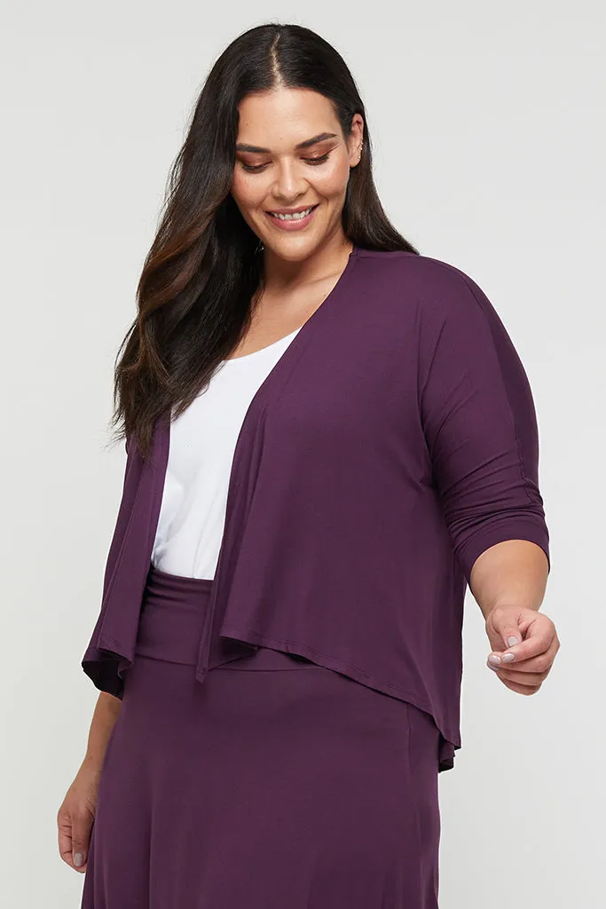 Bamboo Drape Cardi - Plum