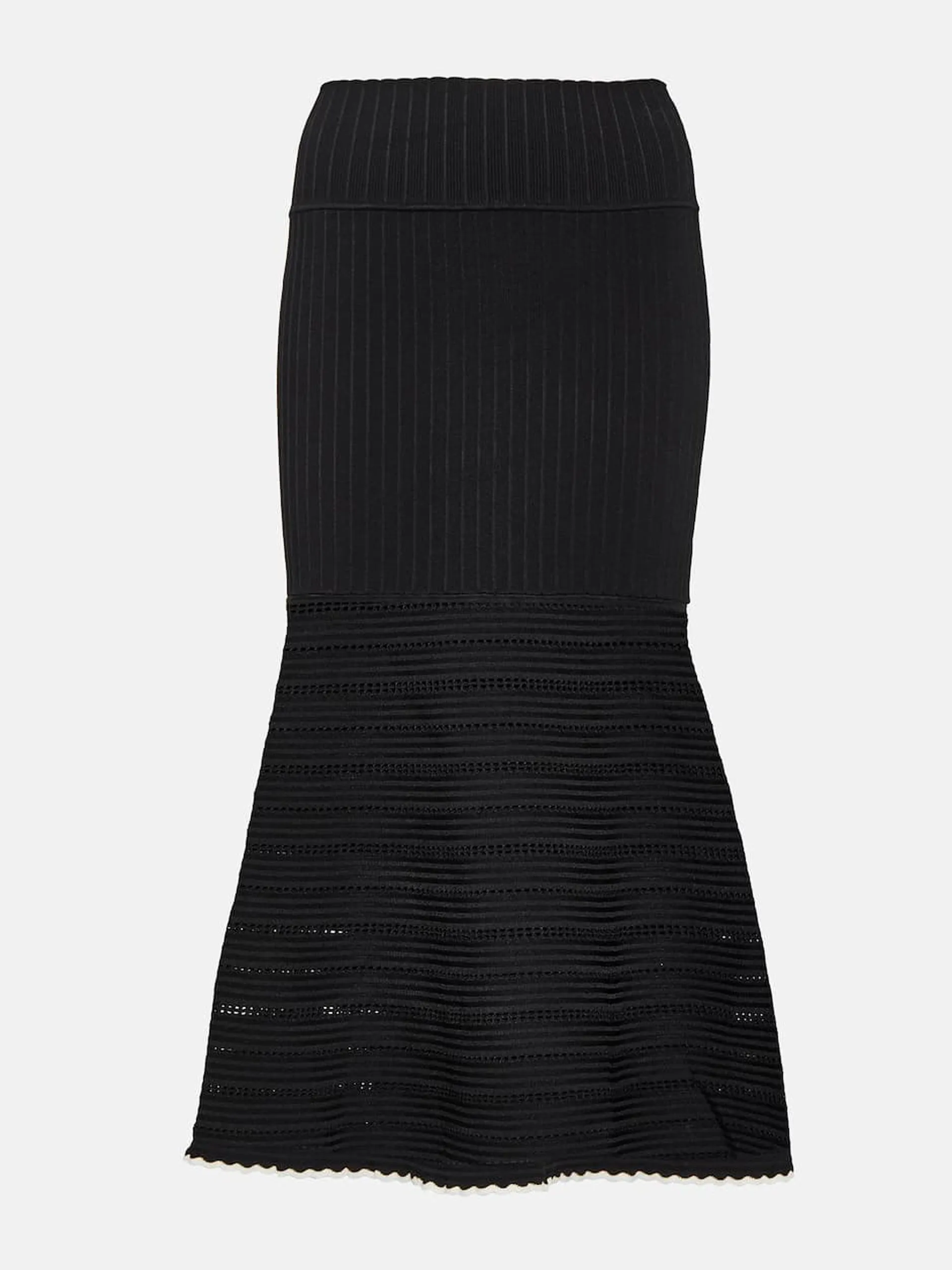 Black high-rise scalloped mid skirt