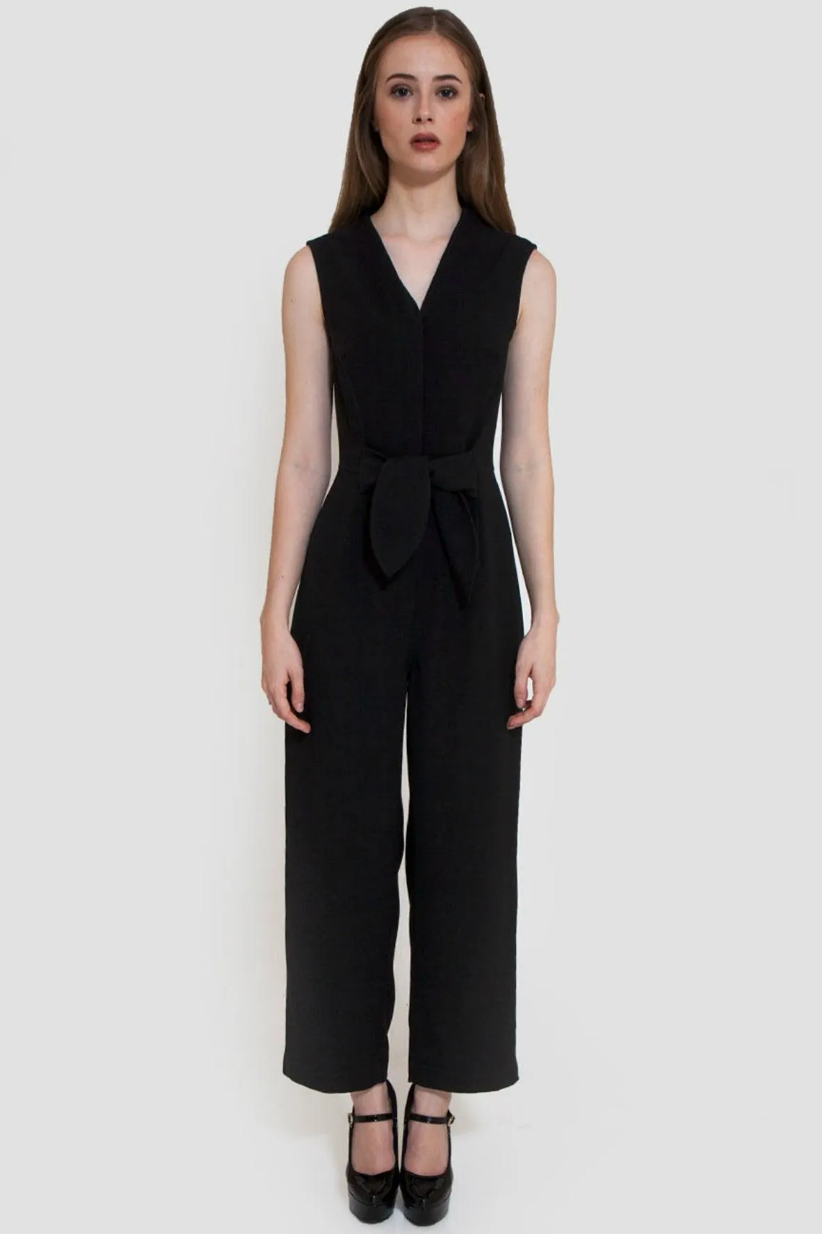 Black Jumpsuit With Bow Belt