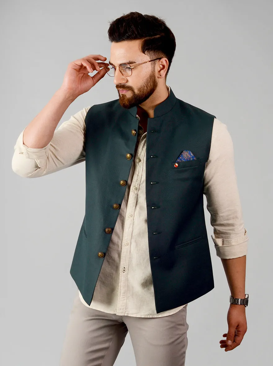 Bottle Green Bandhgala Jacket | Greenfibre