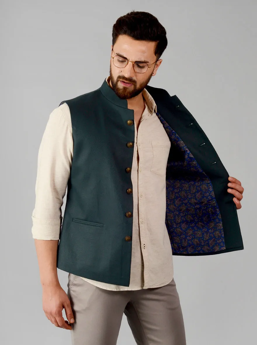 Bottle Green Bandhgala Jacket | Greenfibre