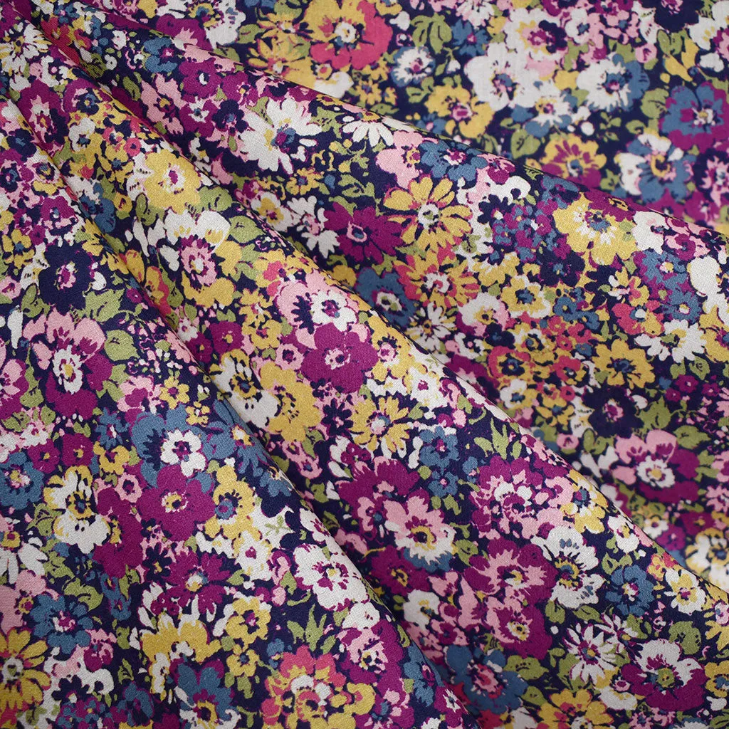 Chelsea Garden Packed Floral Cotton Lawn Plum/Navy