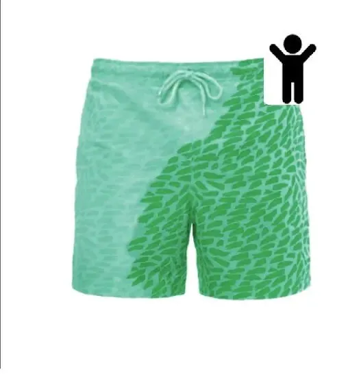 Children Encounter Water Change Color Beach Shorts Swim Trunks