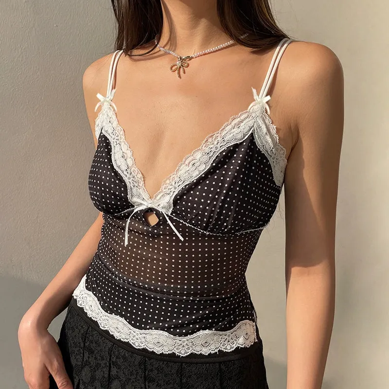 Chloie Polka Dot Lace Camisole