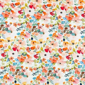 Colourful Multi Floral Linen Blend Fabric