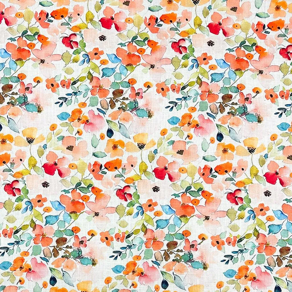 Colourful Multi Floral Linen Blend Fabric