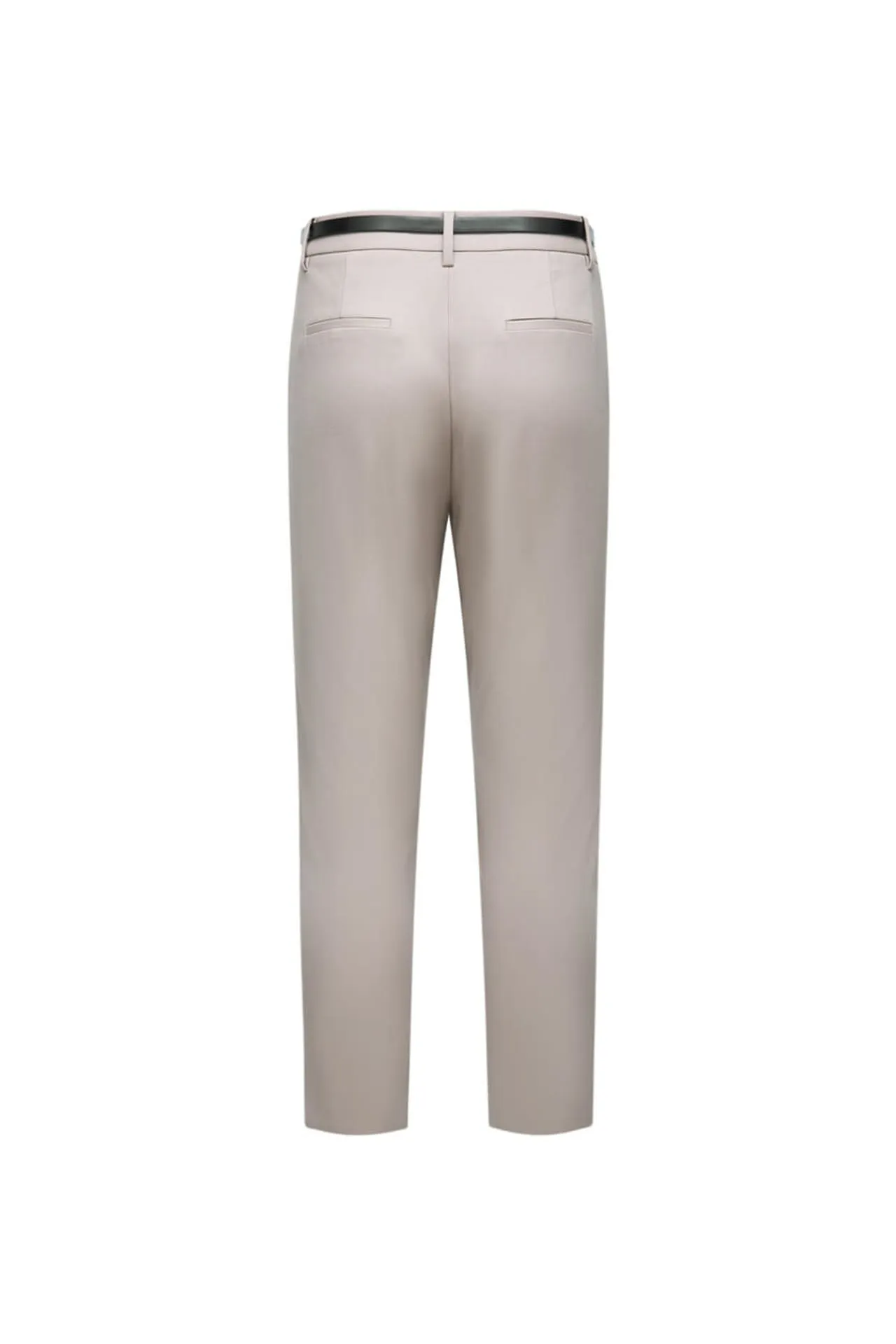 Cotton Blend Cropped Skinny Pants With Belt