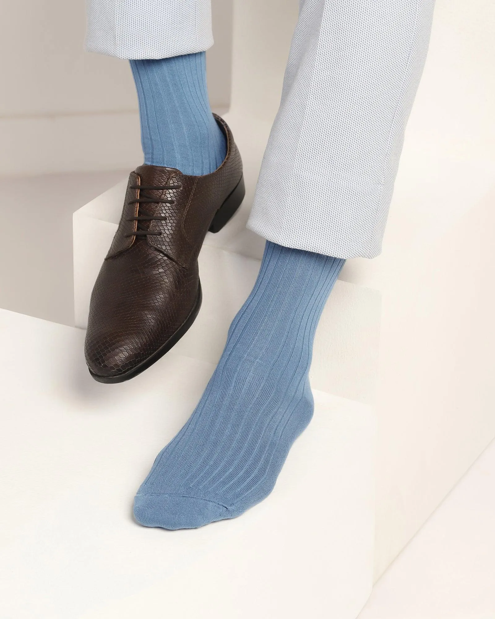 Cotton Blue Printed Socks - Thai