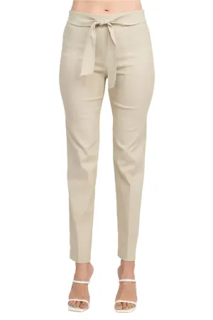 Counterparts Mid Rise Banded Waist Tie Waist Luxe Stretch Slim Leg Pant