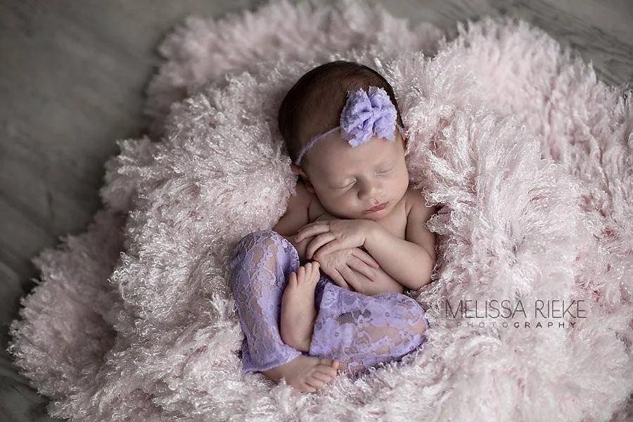 Cream White Lace Pants and Lace Bow Mohair Headband