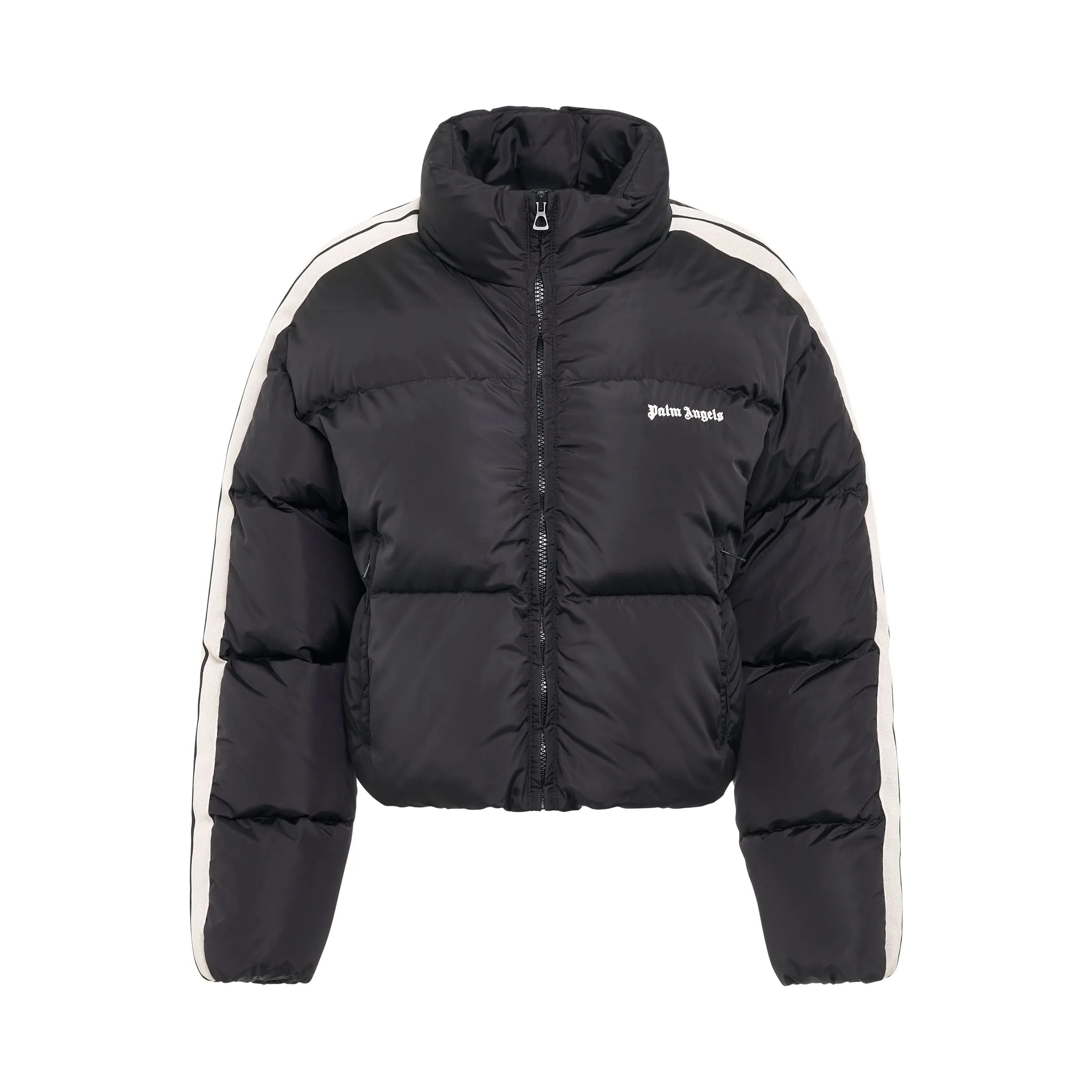 Crop Track Down Jacket in Black/White