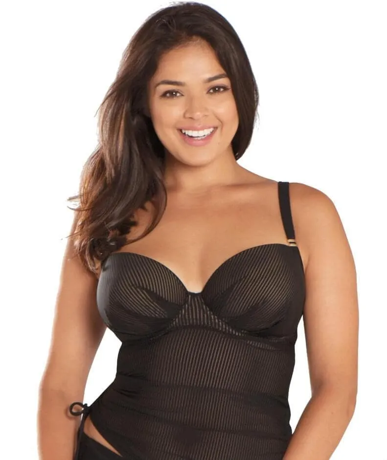 Curvy Kate Onyx Plunge Tankini - Black Stripe