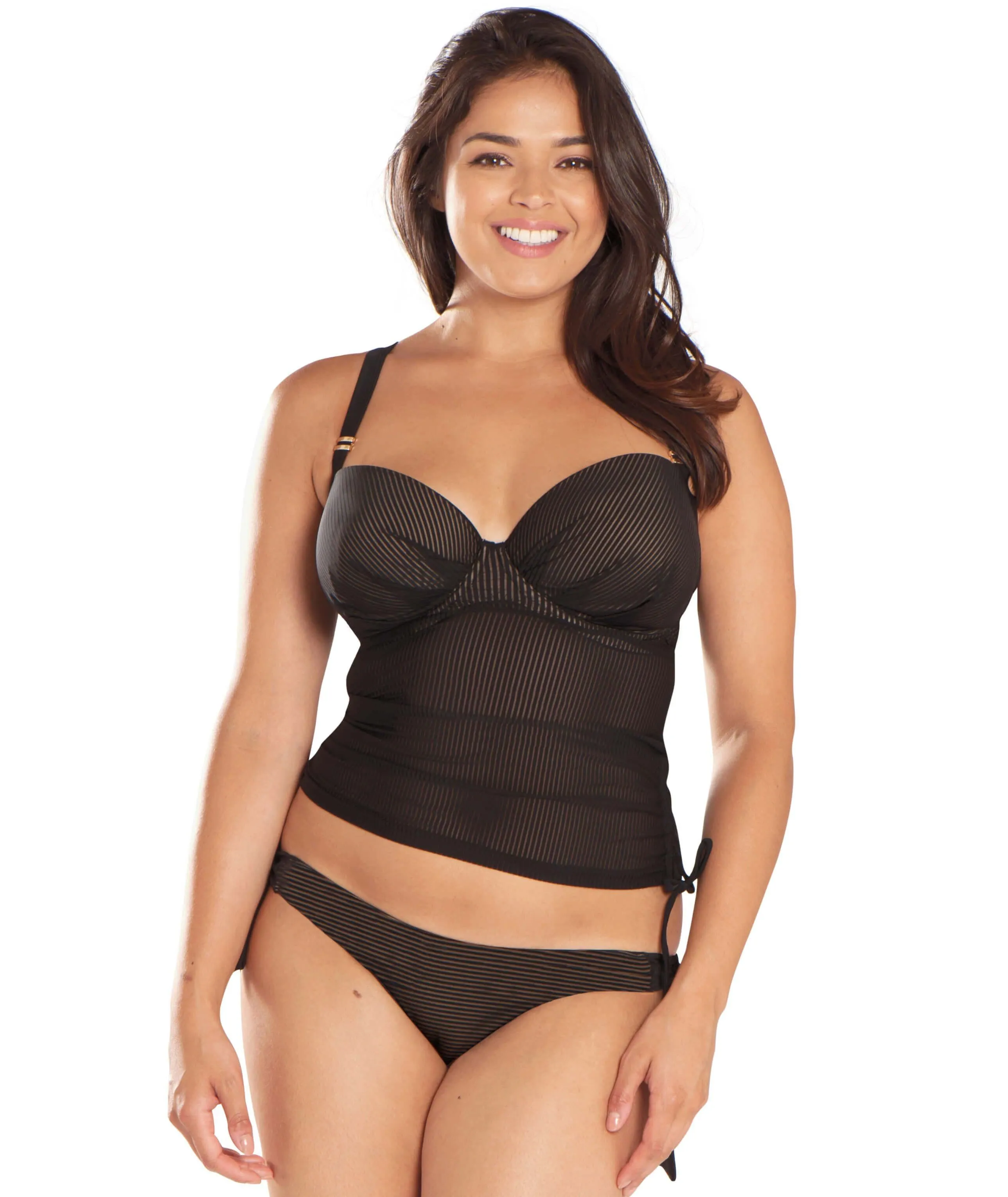 Curvy Kate Onyx Plunge Tankini - Black Stripe