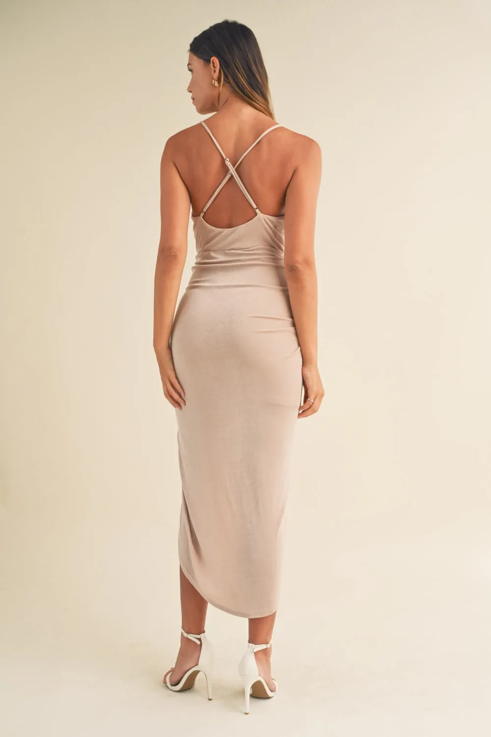 Draped Detail Cami Midi Dress