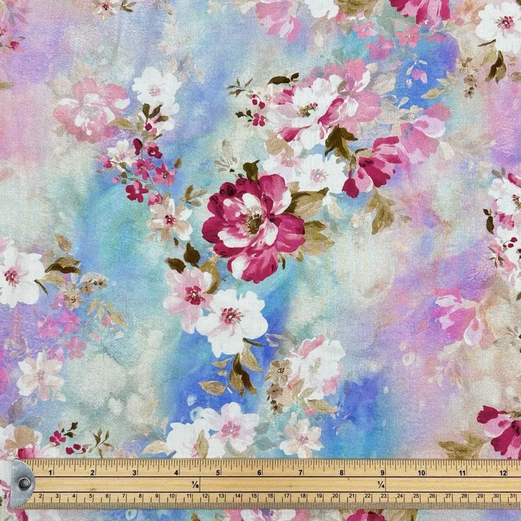 Dreamy Blooms Viscose Challis Fabric