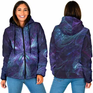 Electric Bloom Womens Padded Hooded Jacket | Cameron Gray