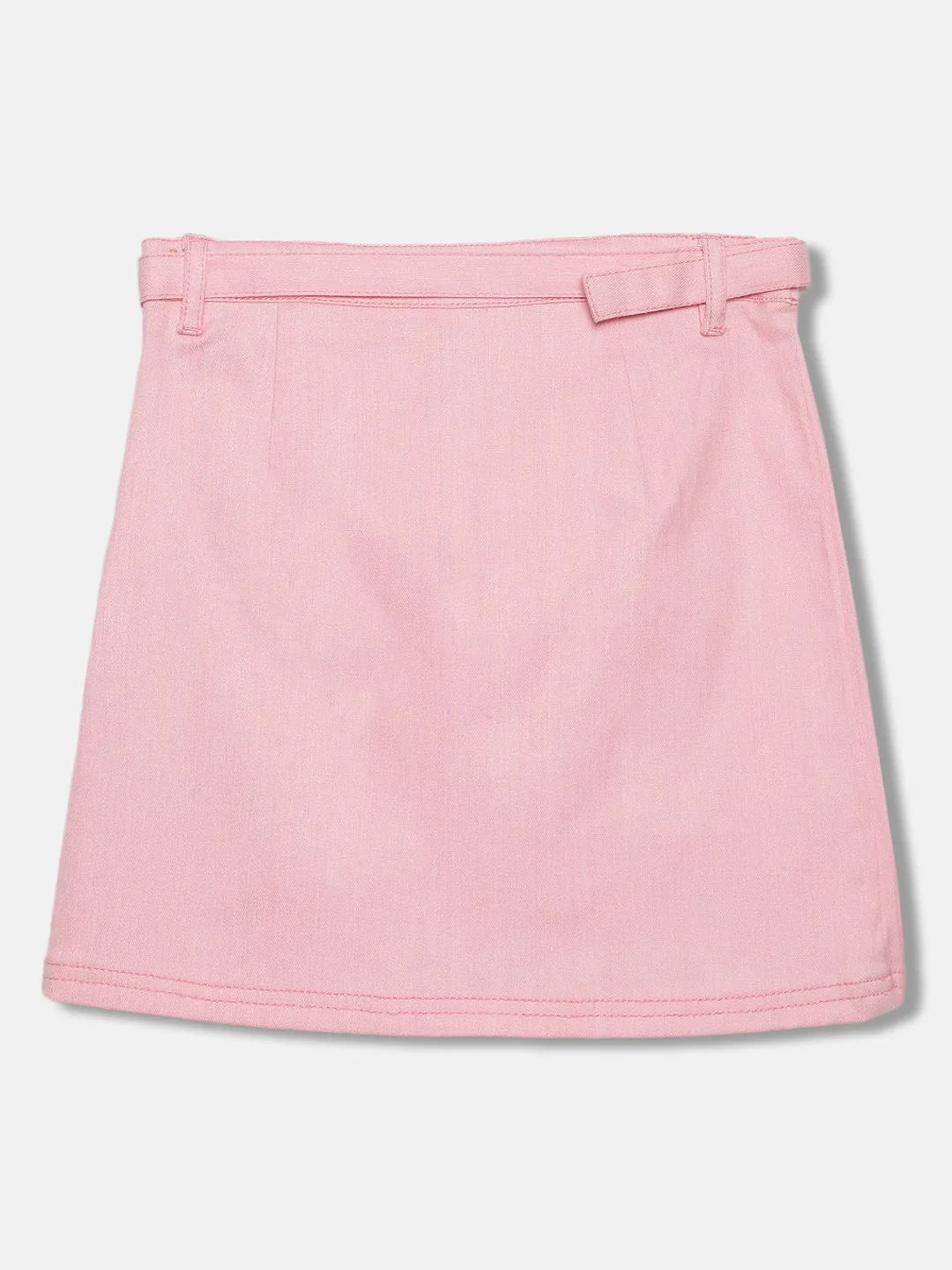 Elle Girls Pink Solid Regular Fit Skirt