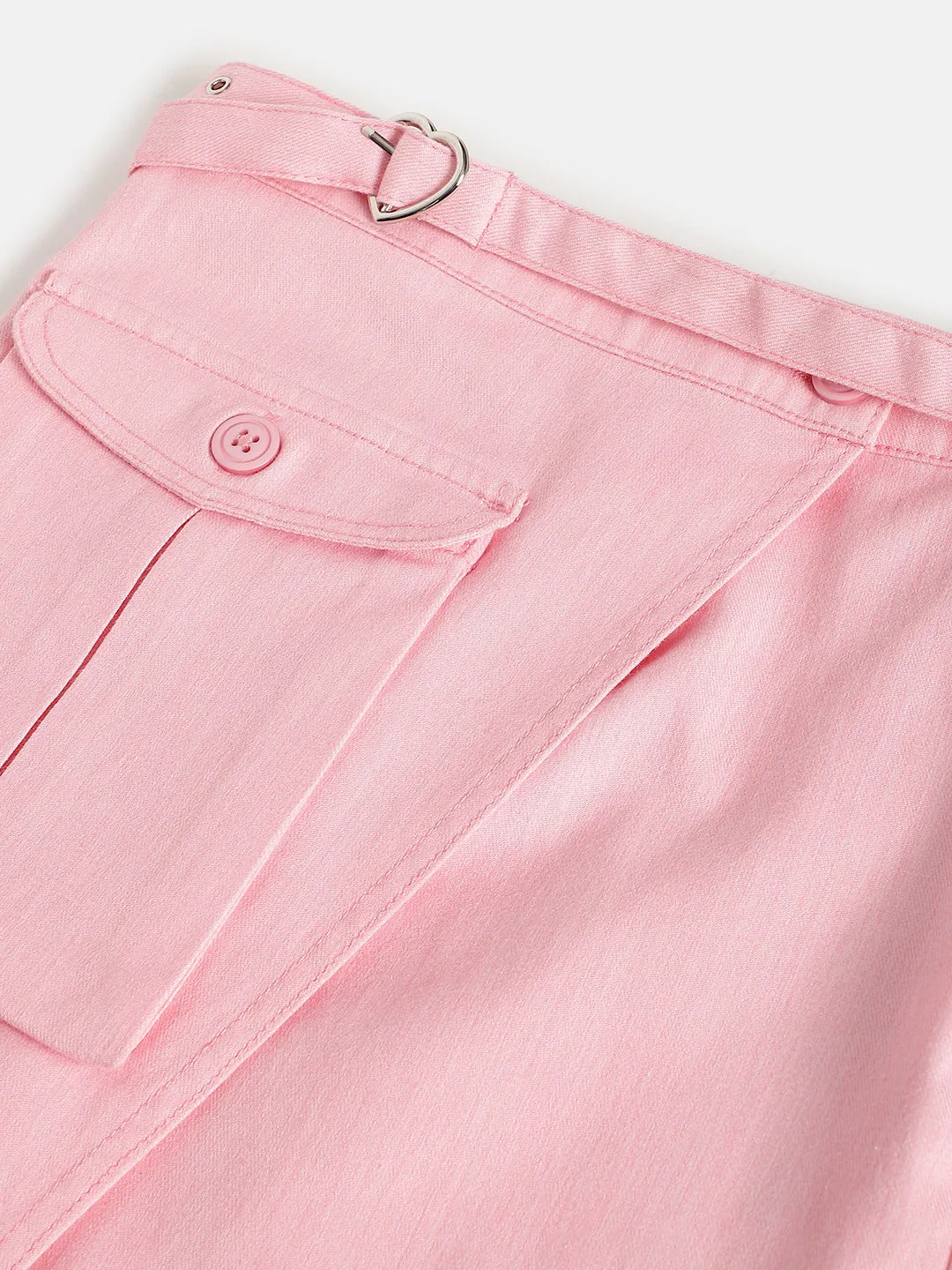 Elle Girls Pink Solid Regular Fit Skirt