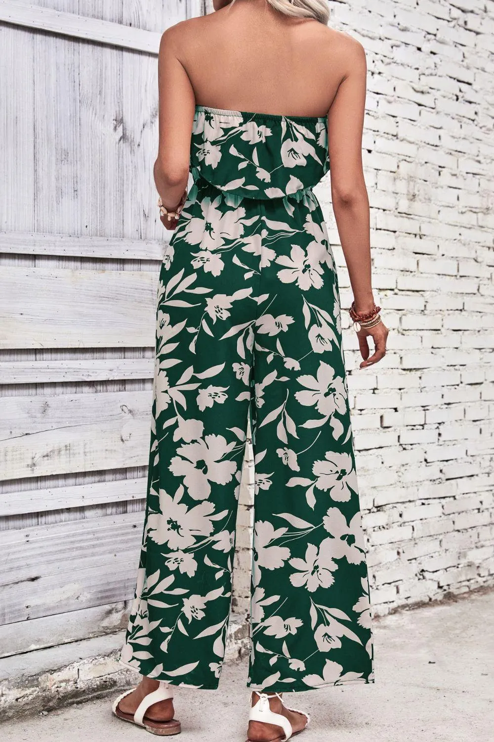 Floral Strapless Wide Leg Jumpsuit