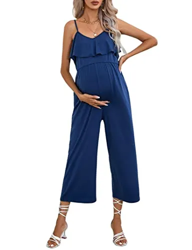 FUNJULY Maternity Sundress Maternity Shorts Romper Maternity Overalls for Pregnant Women Maternity Sundresses for Women R-darkgreenXL