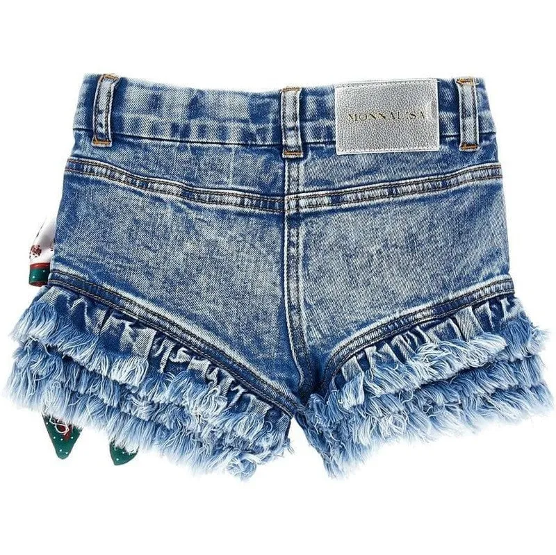 Girls Denim Strawberry Shorts