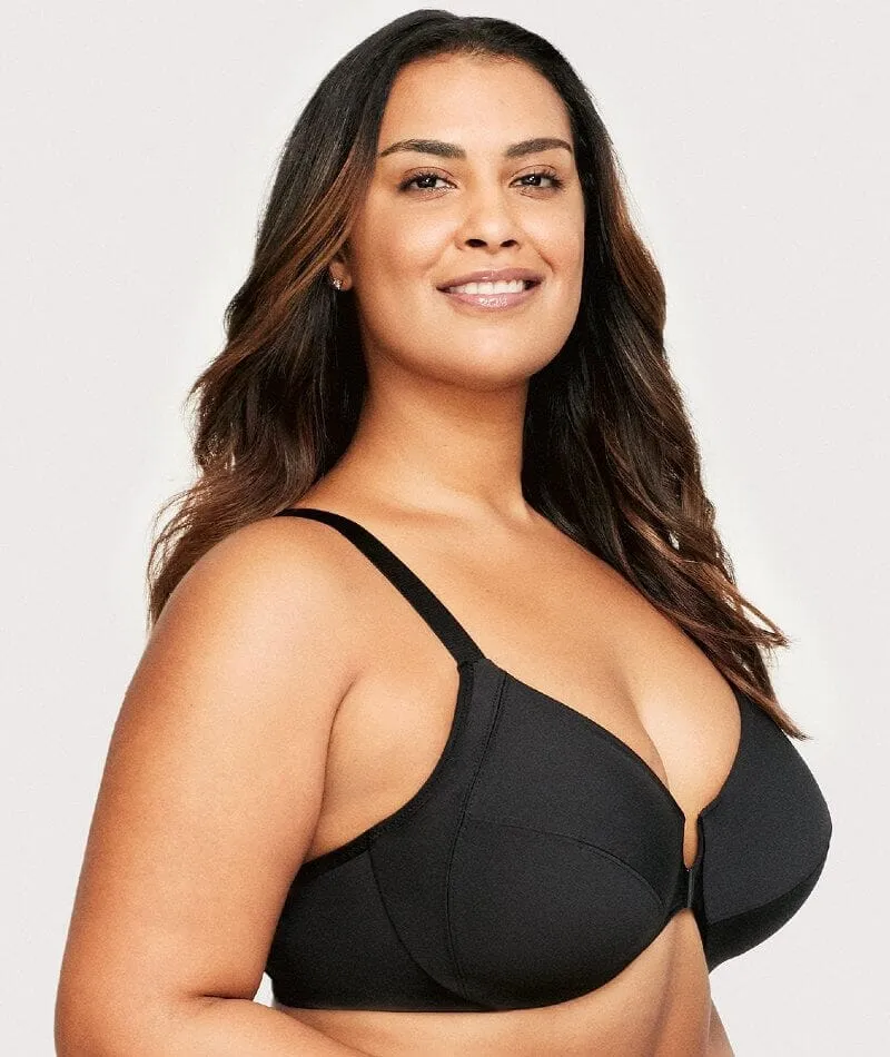 Glamorise Front-Closure Smoothing WonderWire Bra - Black