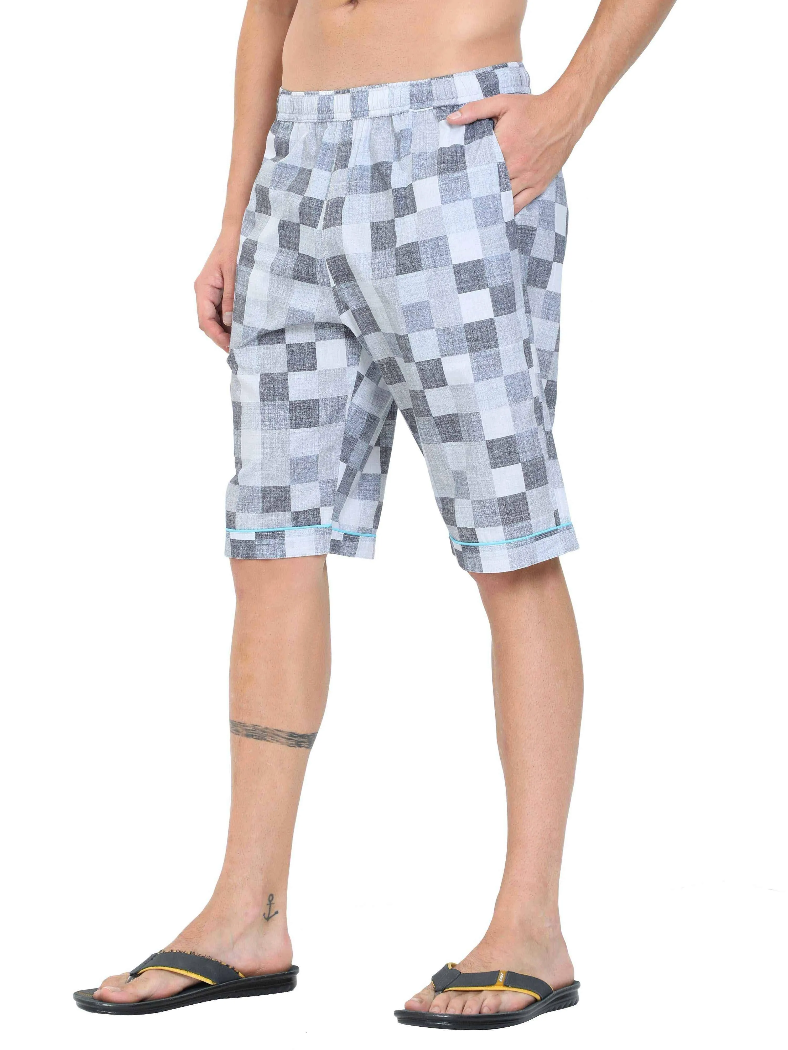 Guniaa Men's Chess Printed Night Wear Shorts