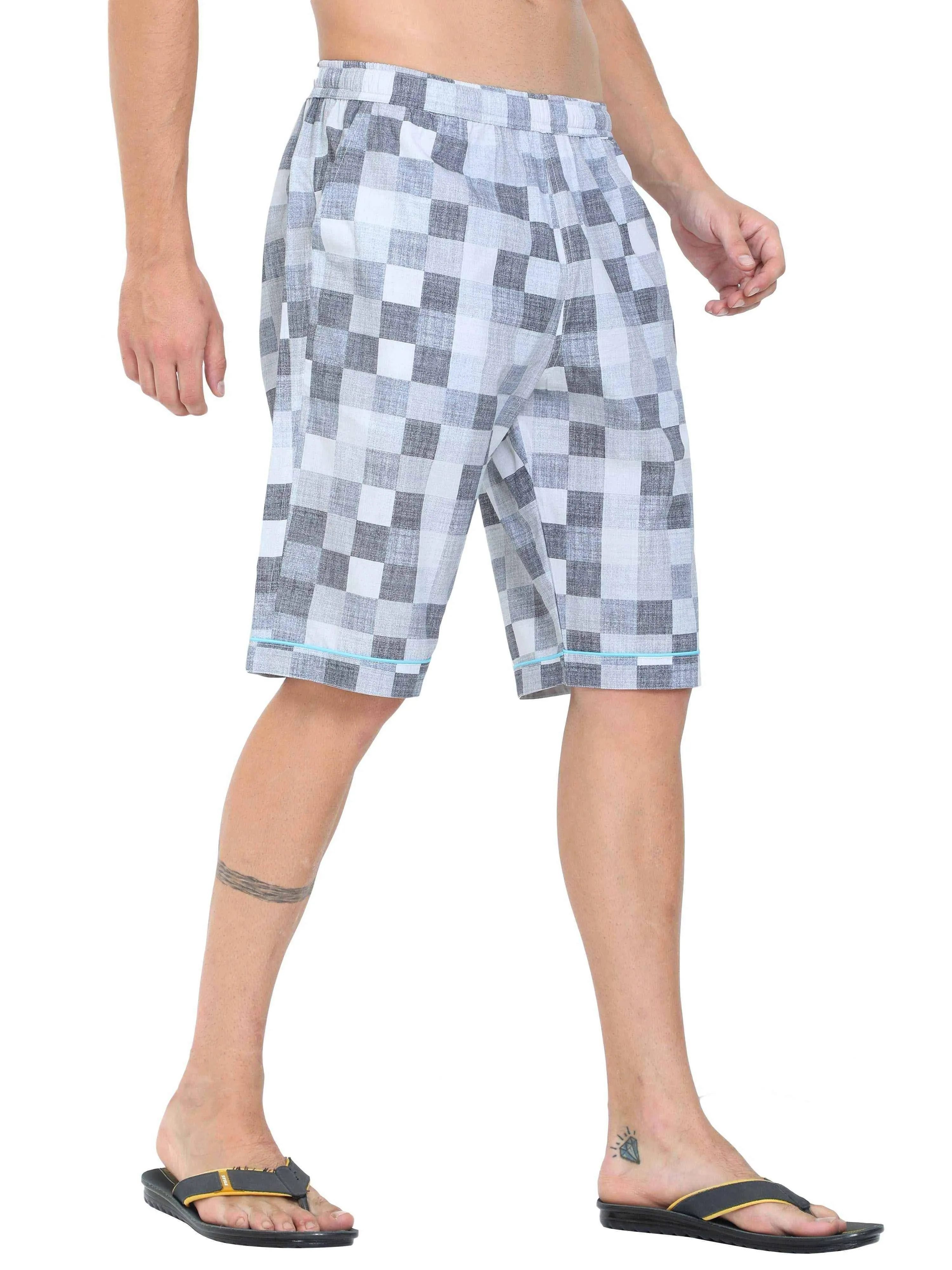 Guniaa Men's Chess Printed Night Wear Shorts