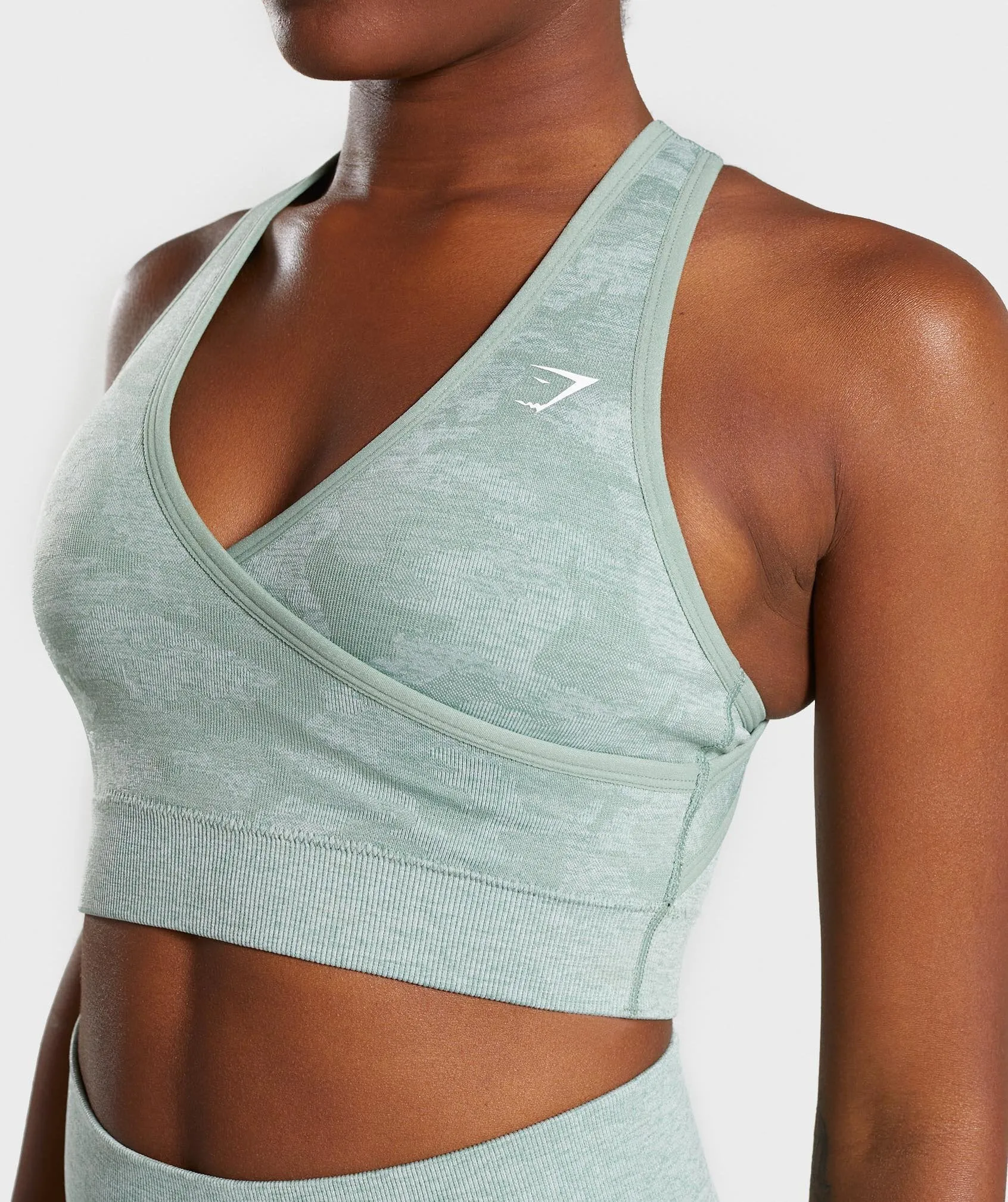 Gymshark Camo Seamless Sports Bra - Sage Green