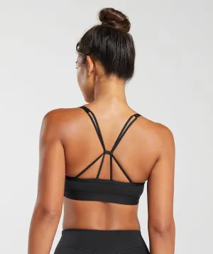 Gymshark Ruched Strappy Sports Bra - Black