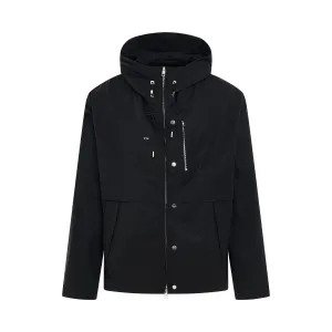 High-Neck Hooded Jacket in Black