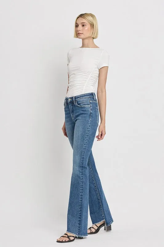 High Rise Slant Hem Flare Jeans *Online Only*