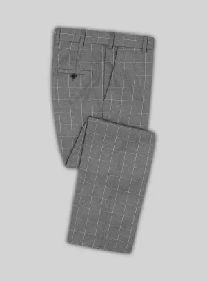 Italian Zergi Gray Windowpane Flannel Pants