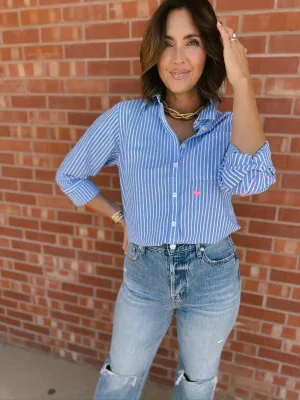 Kerri Rosenthal | Mia Stripe Shirt - Blue Stripe