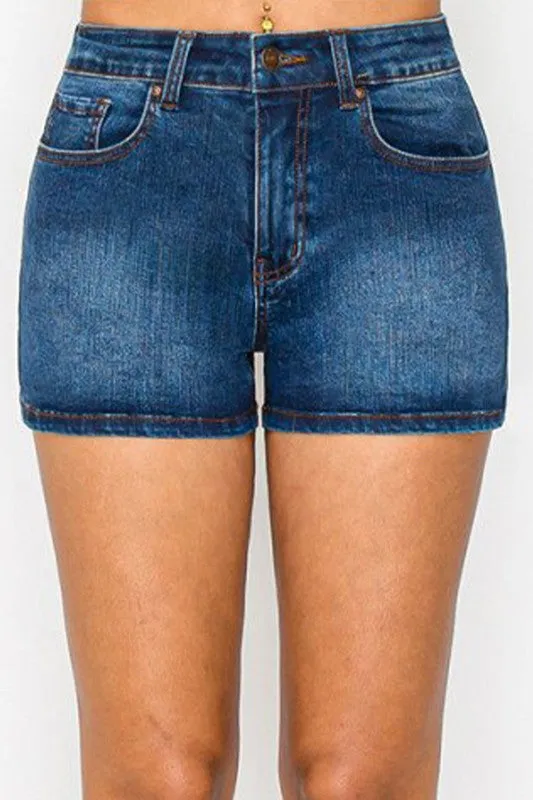 Kick It Up Dark Blue Denim Shorts