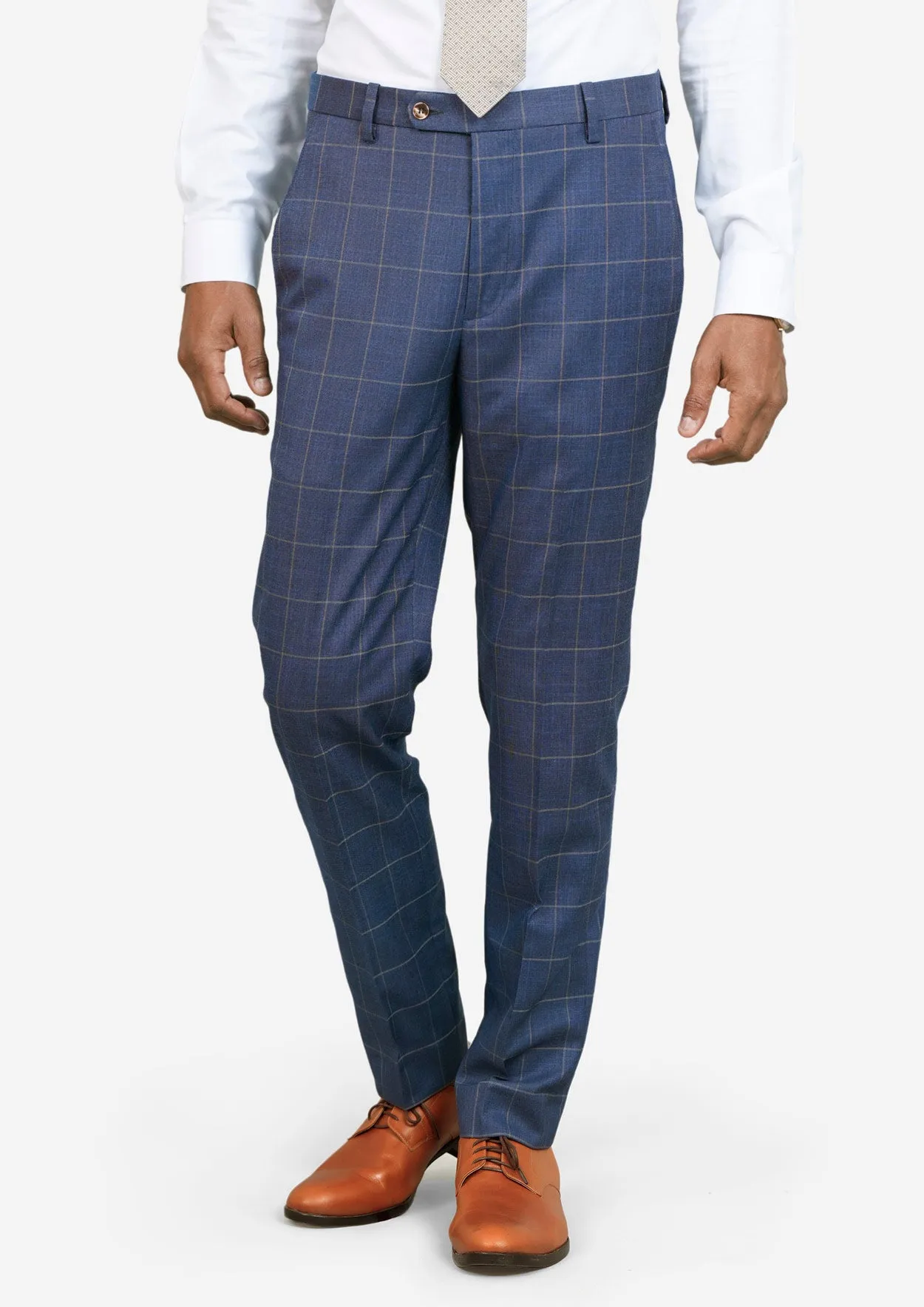 Lapis Blue Windowpane Pants