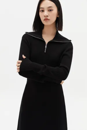 LILY Big Collar Knit Sweater Dress