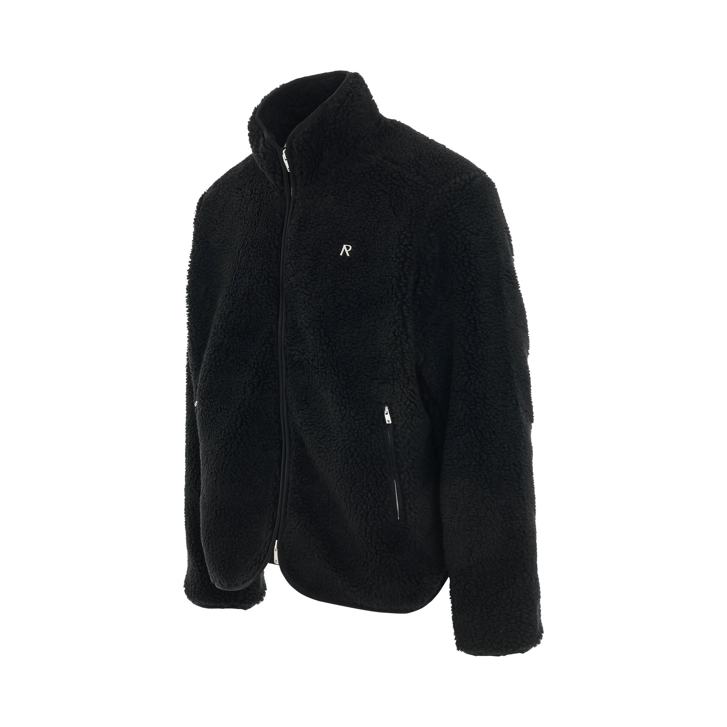 Logo Zip Fleece Jacket in Black