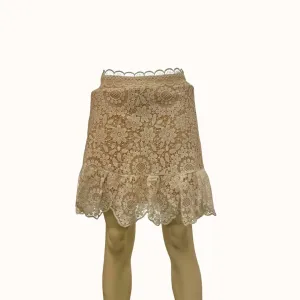 Lulus Always With Grace White Lace Ruffled Mini Skirt, Size Medium