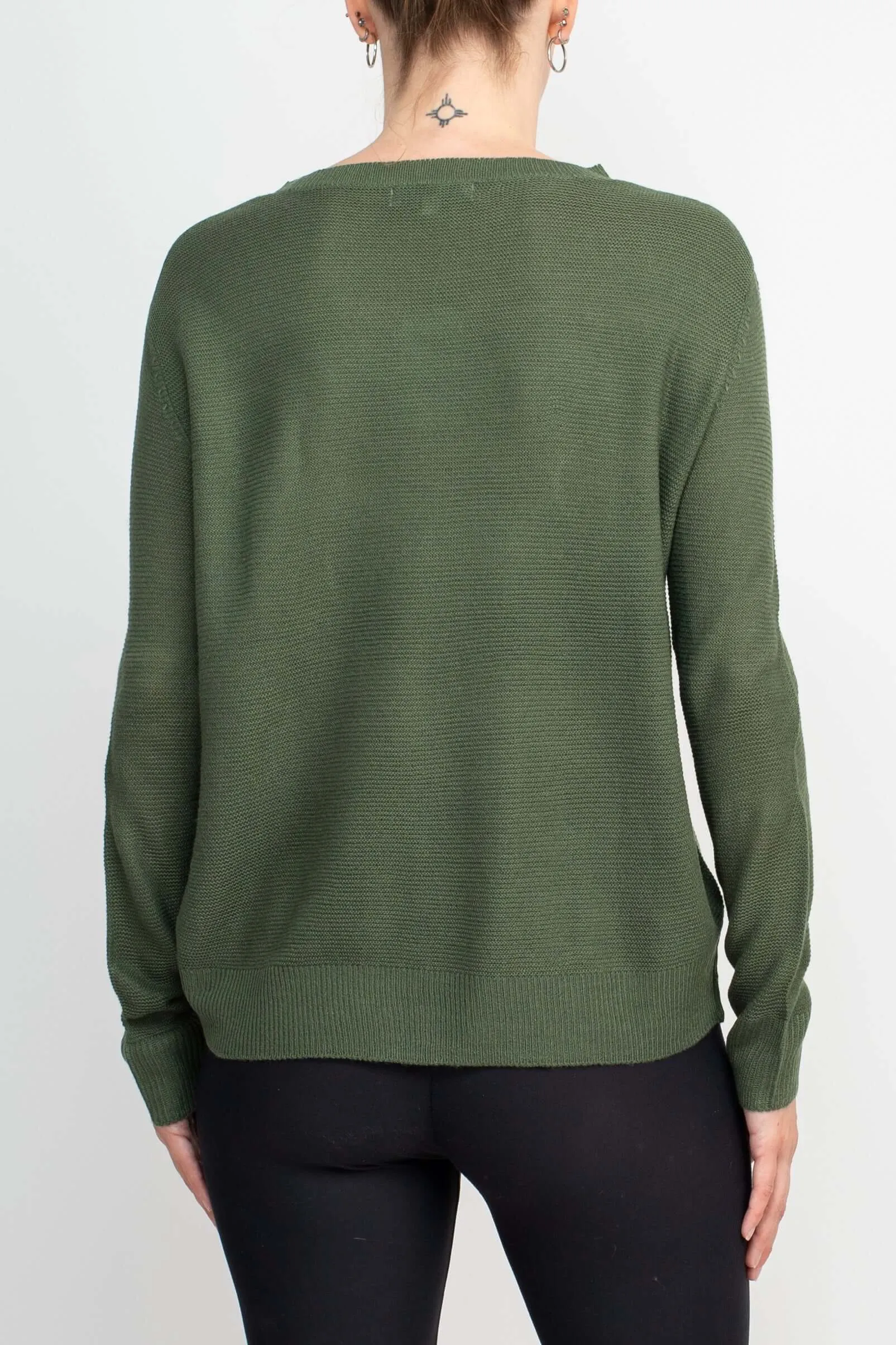 Melrose Chic Crew Neck Long Sleeve Knit Top