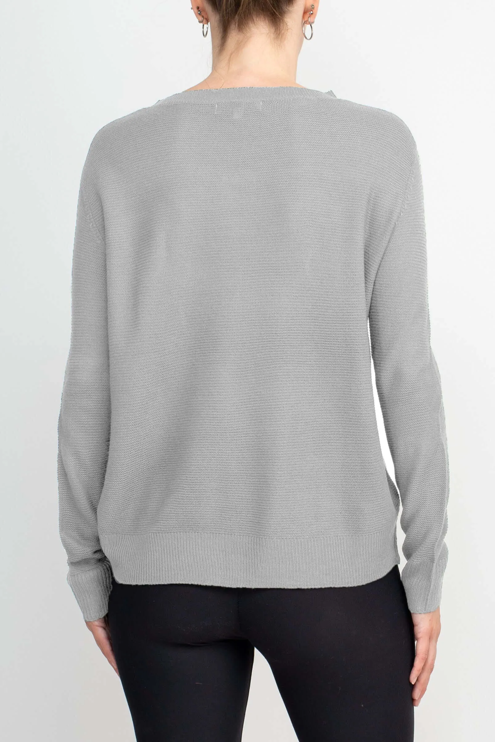 Melrose Chic Crew Neck Long Sleeve Knit Top