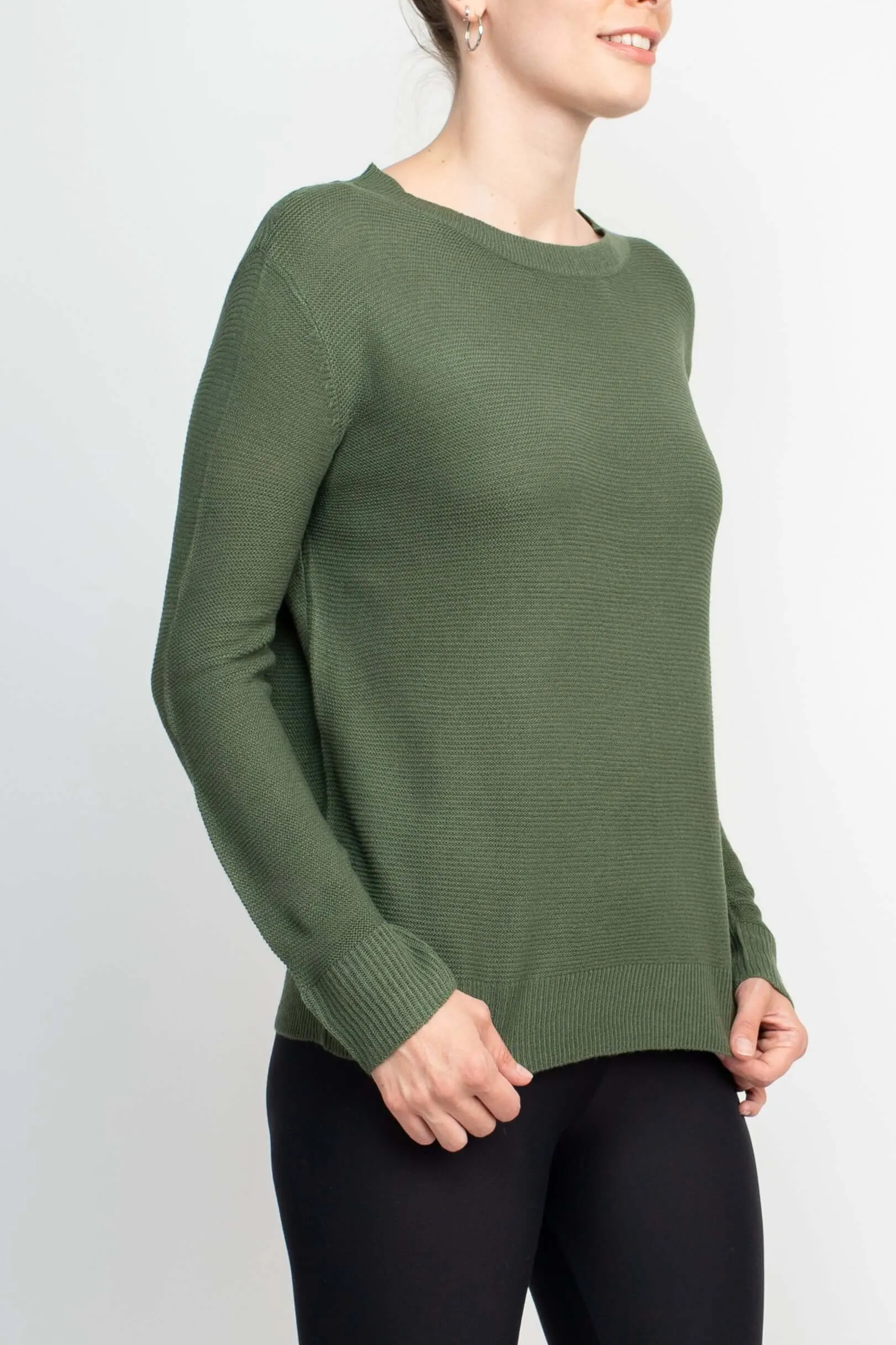 Melrose Chic Crew Neck Long Sleeve Knit Top