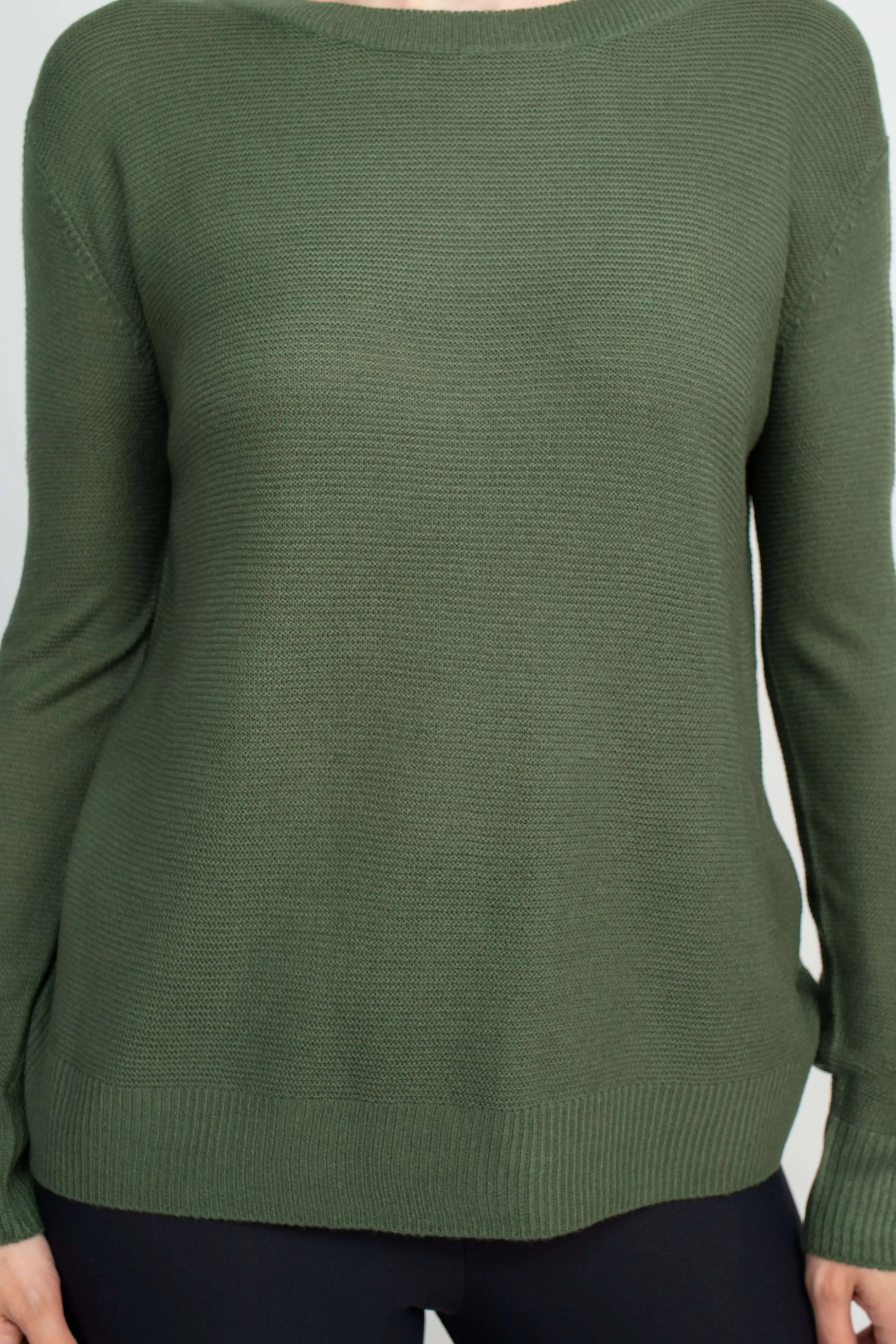 Melrose Chic Crew Neck Long Sleeve Knit Top