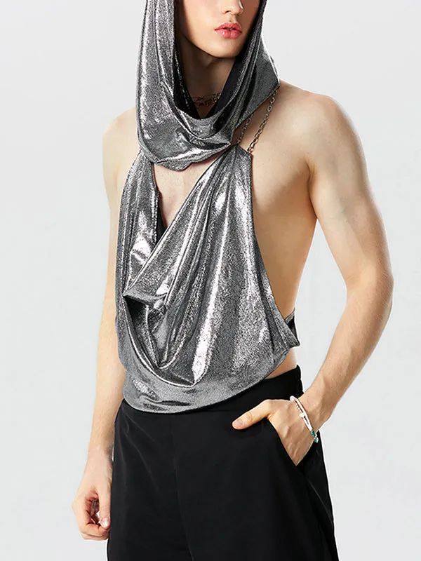 Mens Glitter Chain Design Hooded Vest SKUK16219