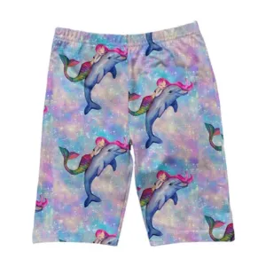 Mermaid and Dolphin Kids' Bike Shorts