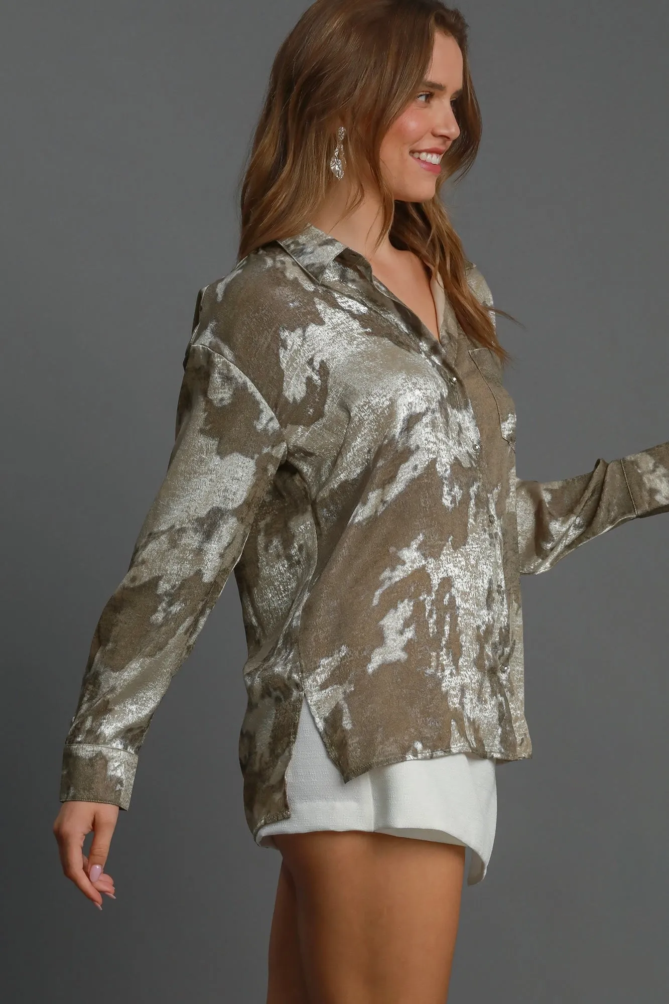 Metallic Button Down Shirt