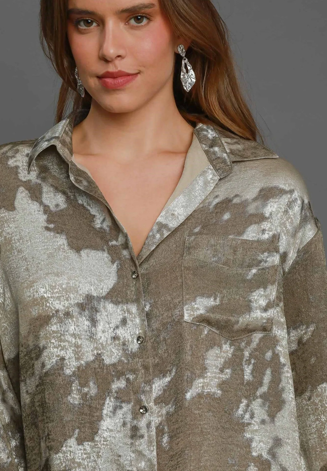 Metallic Button Down Shirt