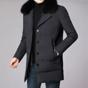 Mid-length thick warm casual hooded coat